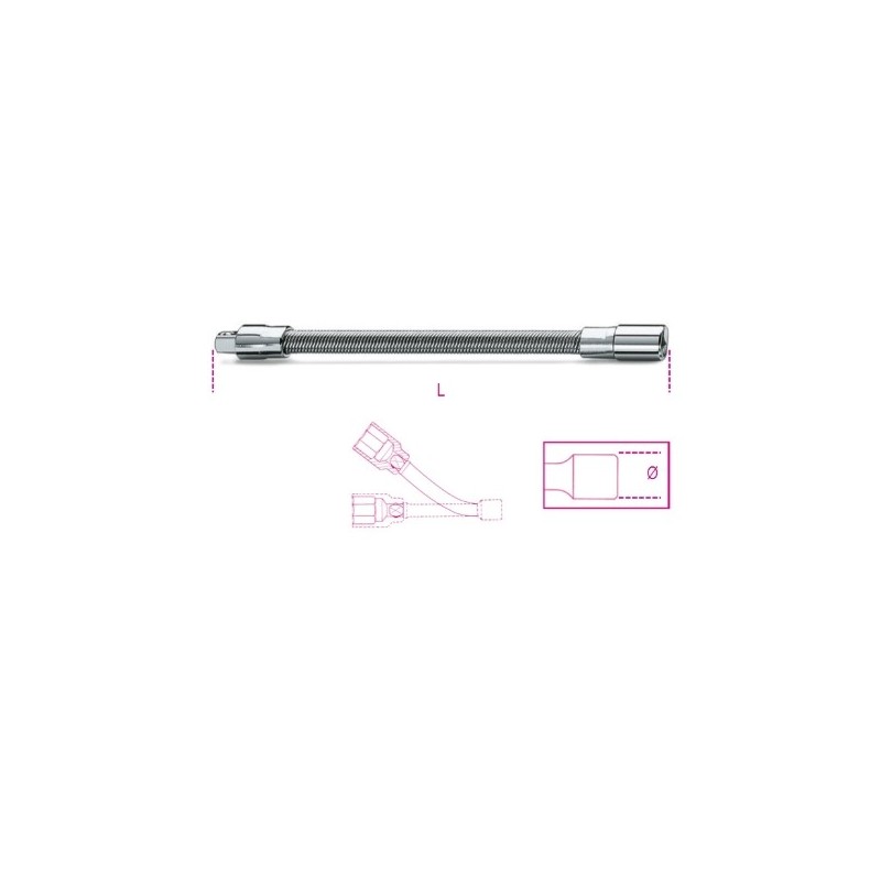 900FL 150 Alargadera flexible con cuadrados macho y hembra de 1/4&quot,, cromada