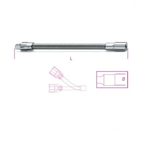900FL 150 Alargadera flexible con cuadrados macho y hembra de 1/4&quot,, cromada