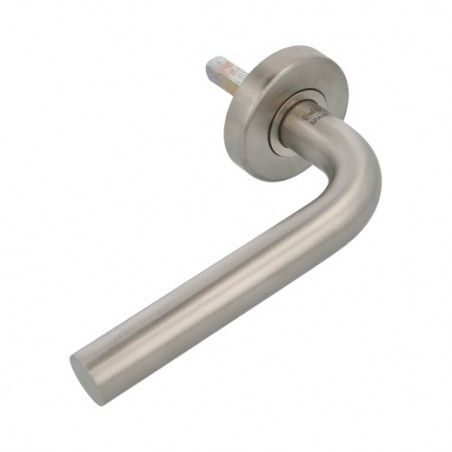 AMIG 9950  
 Manilla con roseta 4EI  
 Ø53 mm  
 Acero inoxidable 18/8  
 Mate - Izquierda