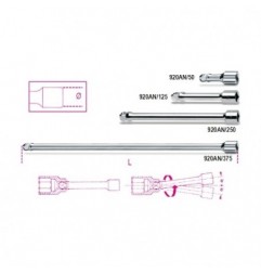 920AN/125 Alargadera con cuadrado macho y hembra 1/2&quot, angular, cromada