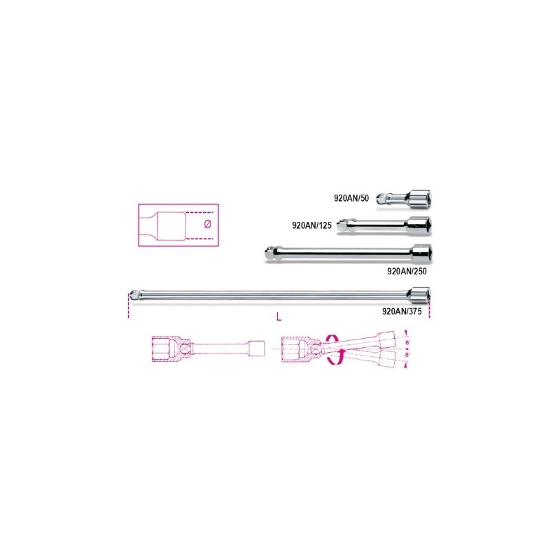 920AN/125 Alargadera con cuadrado macho y hembra 1/2&quot, angular, cromada