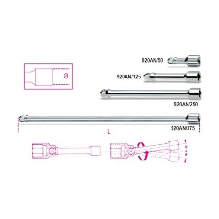 920AN/125 Alargadera con cuadrado macho y hembra 1/2&quot, angular, cromada