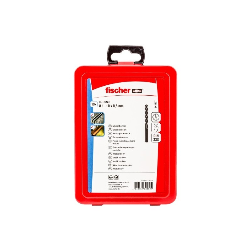SET BROCAS HSS-R DIN 338 19PCS 1-10MM fischer: 543327