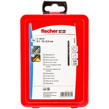 SET BROCAS HSS-R DIN 338 19PCS 1-10MM fischer: 543327