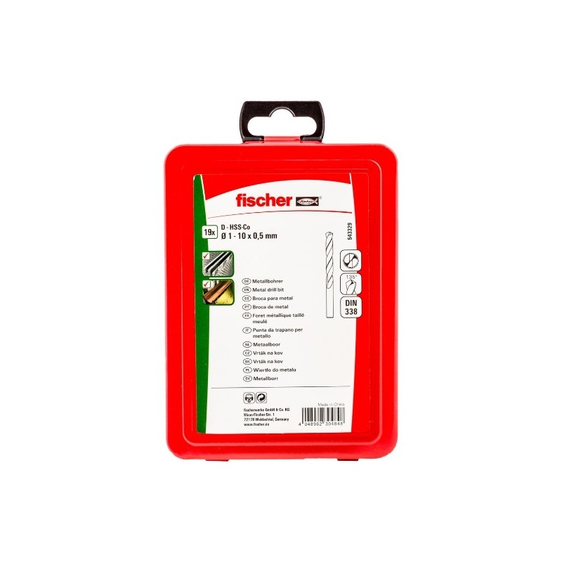 ESTUCHE 19 HSS-Co DIN338 1-10 fischer: 543329