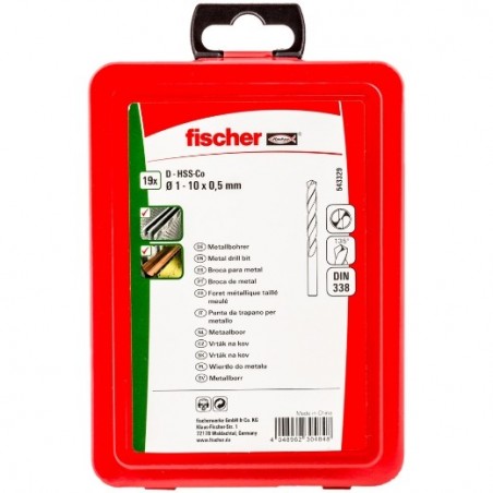 ESTUCHE 19 HSS-Co DIN338 1-10 fischer: 543329