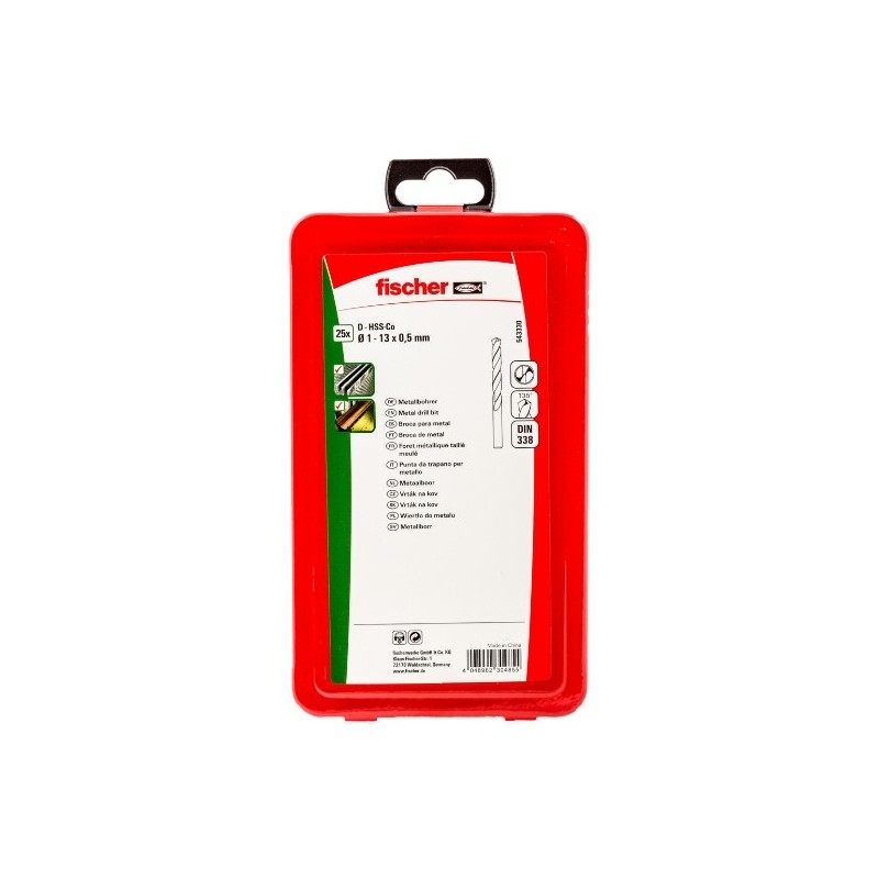 ESTUCHE 25 HSS-Co DIN338 1-13 fischer: 543330