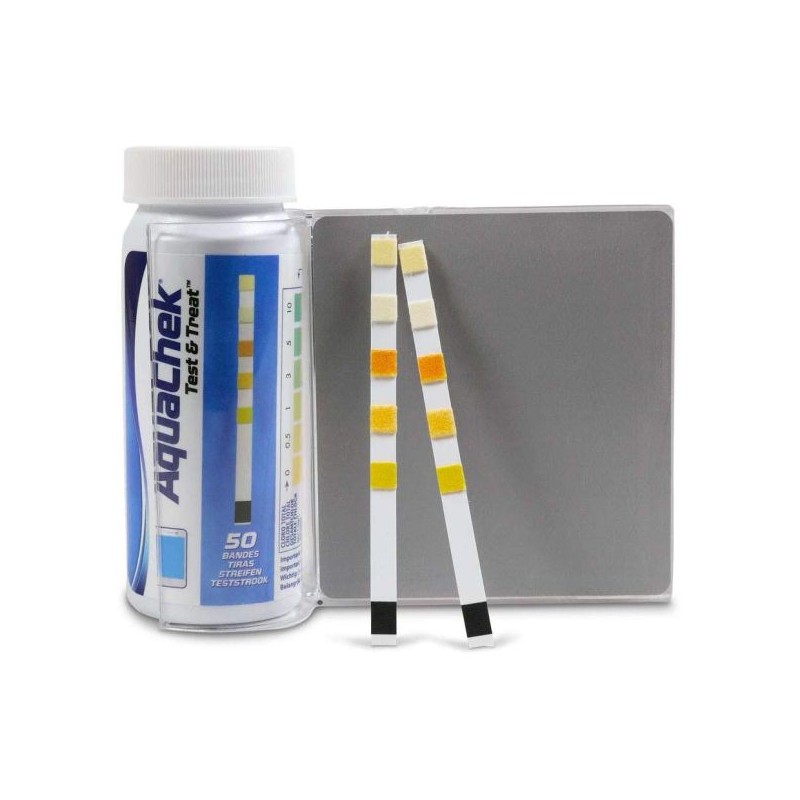 TIRAS AQUACHECK 3 TEST CLORO LIBRE / PH / ALCALINIDAD (50U)