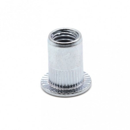 BLISTER TUERCA REMACHABLE CILINDRICA RANURADA FONDO ABIERTO ALUMINIO CABEZA ANCHA M5