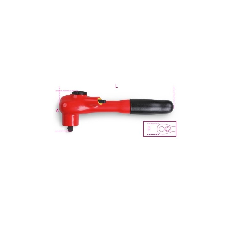 910MQ/55 Carraca reversible con cuadrado macho de 3/8&quot,, aislada
