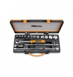 920B/C12X Surtido de 12 vasos hexagonales y 5 accesorios, en caja de metal