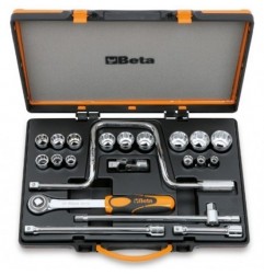 920AS/C15 Surtido de 15 vasos poligonales y 6 accesorios, en caja de metal
