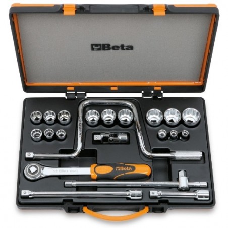 920AS/C15 Surtido de 15 vasos poligonales y 6 accesorios, en caja de metal