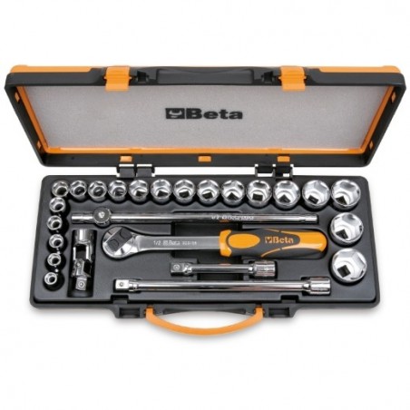 920A/C20X Surtido de 20 vasos hexagonales y 5 accesorios, en caja de metal