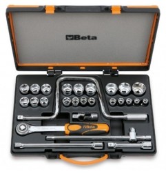 920A/C21 Surtido de 21 vasos hexagonales y 6 accesorios, en caja de metal