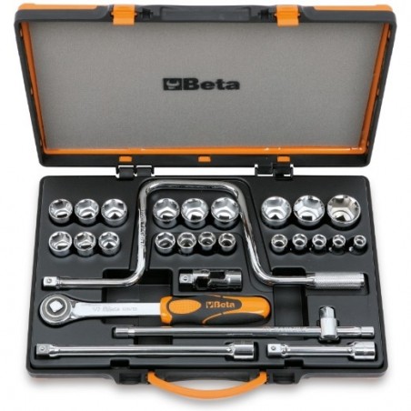 920A/C21 Surtido de 21 vasos hexagonales y 6 accesorios, en caja de metal