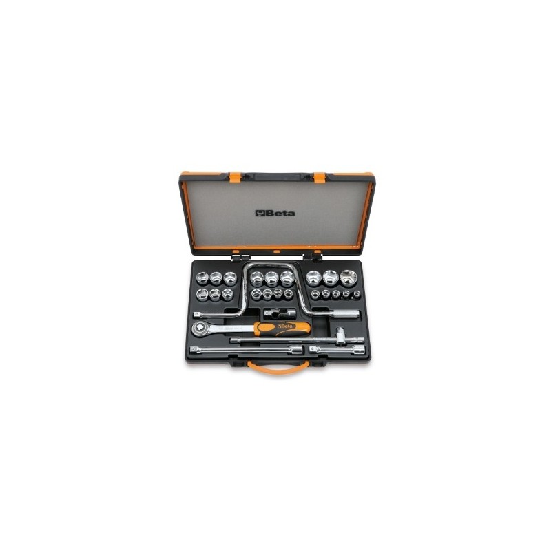 920B/C21X Surtido de 21 vasos hexagonales y 6 accesorios, en caja de metal