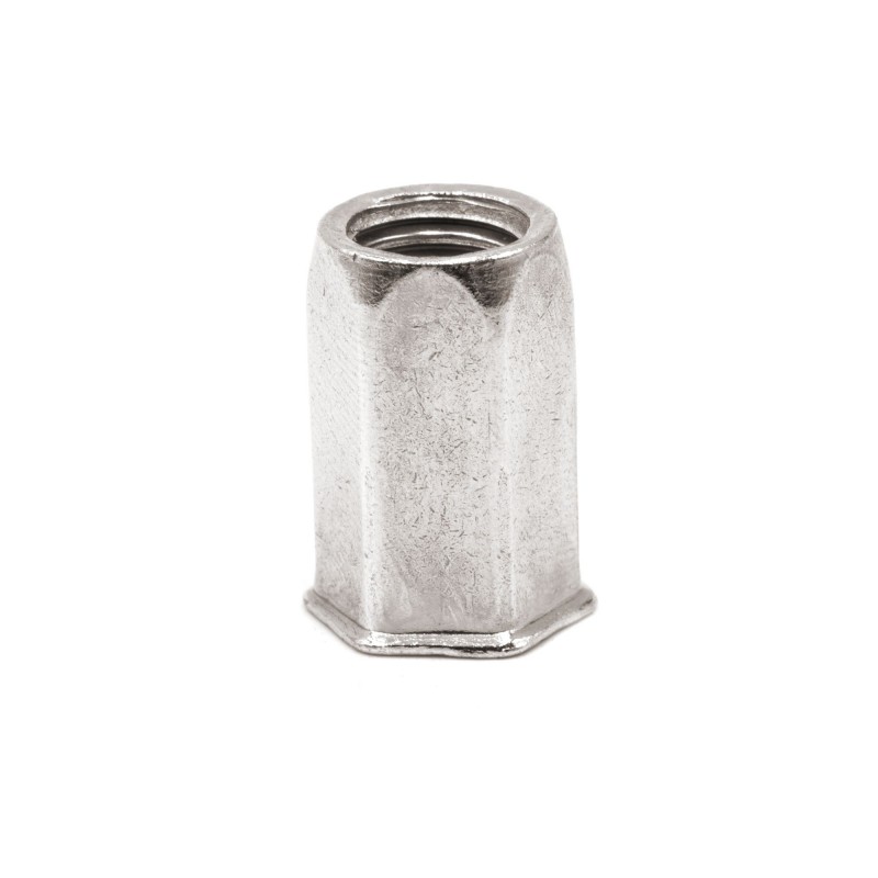 TUERCA REMACHABLE HEXAGONAL FONDO ABIERTO CABEZA REDUCIDA ACERO M10 X 24,5