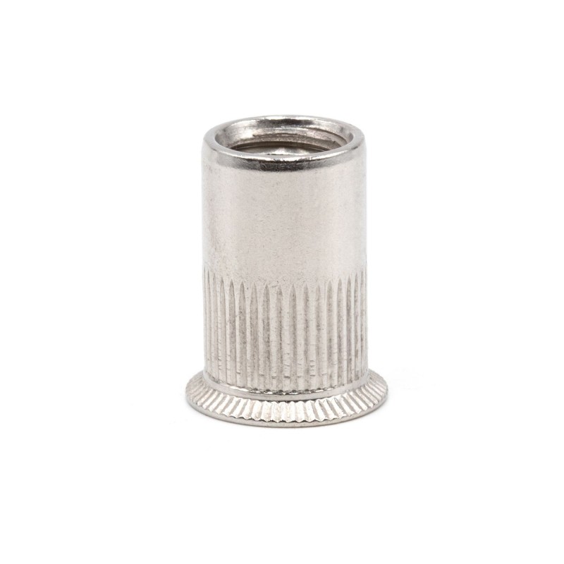 TUERCA REMACHABLE CILINDRICA RANURADA FONDO ABIERTO CABEZA AVELLANADA INOX A-2 M6 X 16