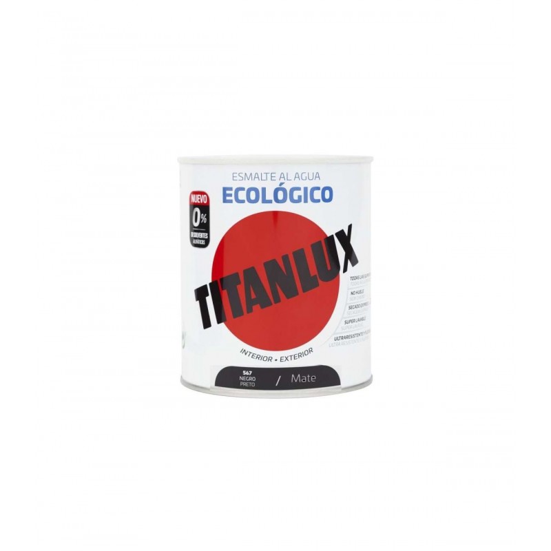 PINTURA ESMALTE AL AGUA  ECO MATE NEGRO 750ML