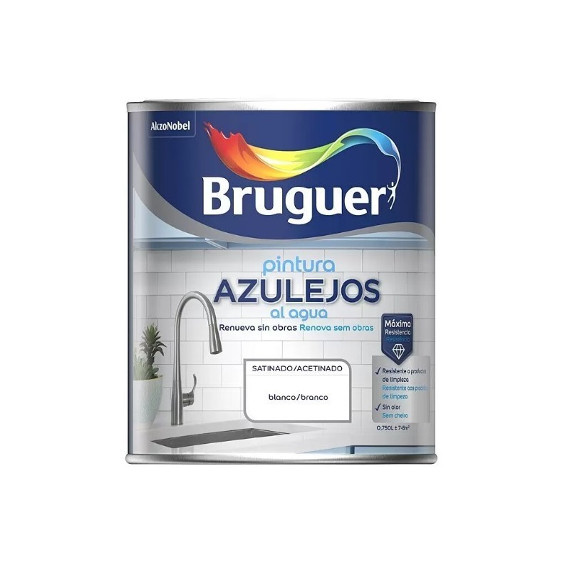 ESMALTE AZULEJOS AGUA BRUGUER BLANCO SATINADO 750ML