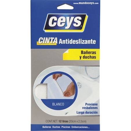 CEYS TIRAS ANTIDESLIZ BAÑERAS BLANCO