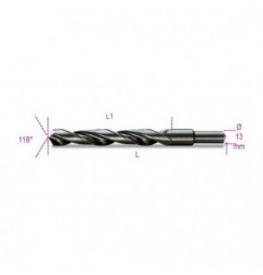 410A 15,50 Broca HSS helicoidal laminada, bruñida, con mango reducido de 13 mm