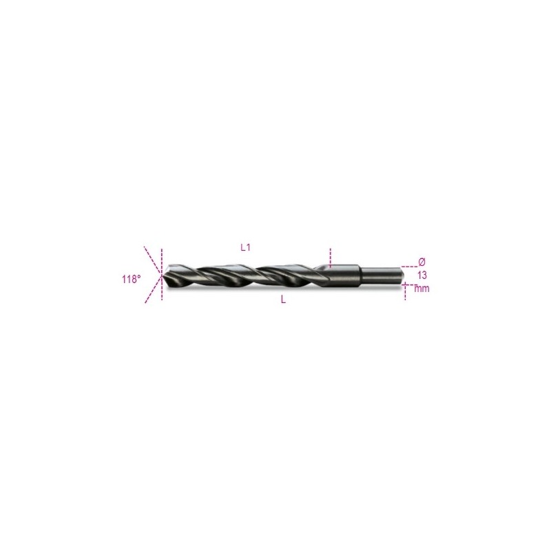 410A 15,50 Broca HSS helicoidal laminada, bruñida, con mango reducido de 13 mm