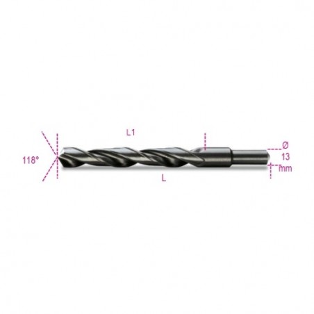 410A 15,50 Broca HSS helicoidal laminada, bruñida, con mango reducido de 13 mm