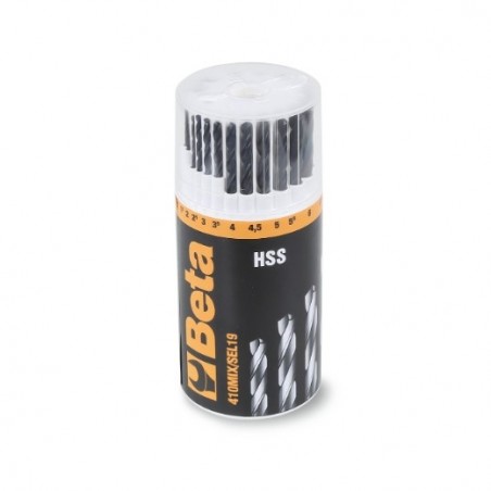410MIX/SEL19 Juego de 13 brocas HSS helicoidales laminadas y 6 brocas con elemento de metal duro