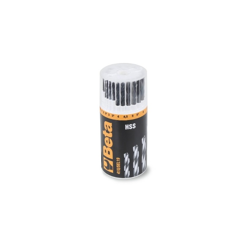 410/SEL19 Juego de brocas HSS helicoidales laminadas, en bote de plástico