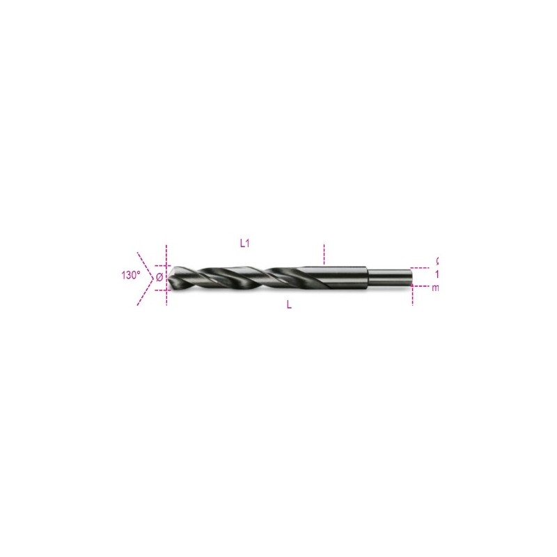 412A 17,00 Broca HSS helicoidal rectificada, bruñida, con mango reducido de 13 mm