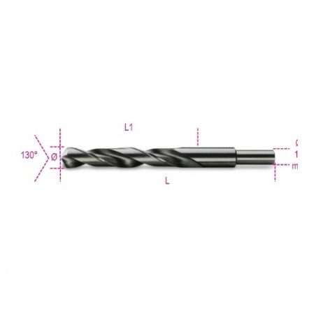412A 20,00 Broca HSS helicoidal rectificada, bruñida, con mango reducido de 13 mm