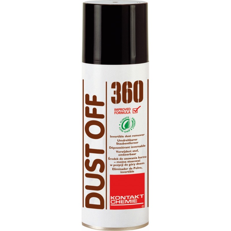 DUST OFF 360: Gas seco a presión. Soplador de polvo. Bajo GWP. No inflamable. Producto base HFO