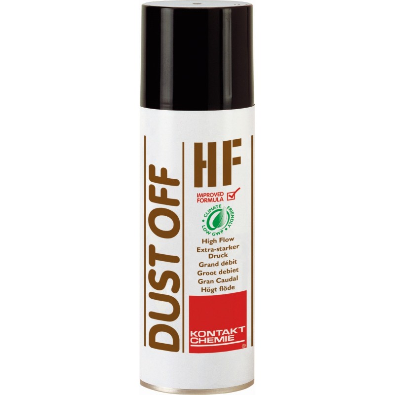 DUST OFF HF: Gas seco a presión. Soplador de polvo. Bajo GWP. No inflamable. Alto flujo. Producto base HFO.