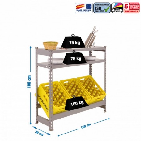 SIMONBOTTLE SHELF 1-2- 1000X1000X300 GRIS/GRIS