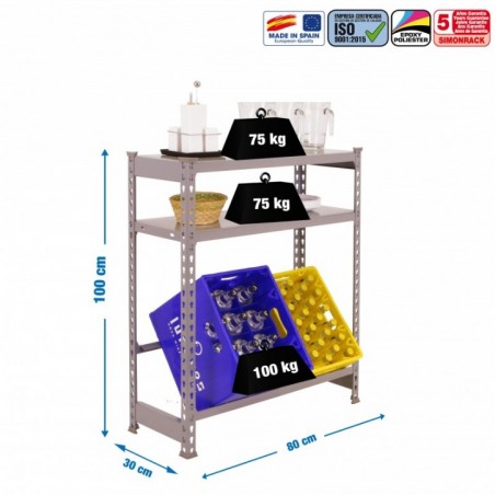 SIMONBOTTLE SHELF 1-2- 1000X800X300 GRIS/GRIS
