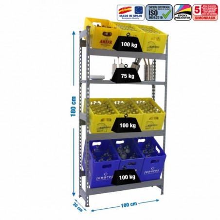 SIMONBOTTLE SHELF 3-1- 1800X1000X300 GRIS/GRIS