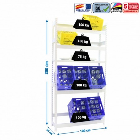 SIMONBOTTLE SHELF 4-1 - 2000X1000X300 BCO/BCO