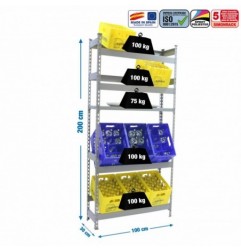 SIMONBOTTLE SHELF 4-1 - 2000X1000X300 GRIS/GRI