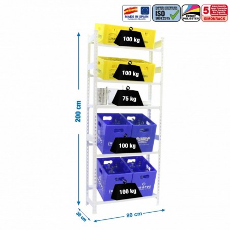 SIMONBOTTLE SHELF 4-1 - 2000X800X300 BCO/BCO