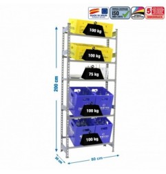 SIMONBOTTLE SHELF 4-1 - 2000X800X300 GRIS/GRIS