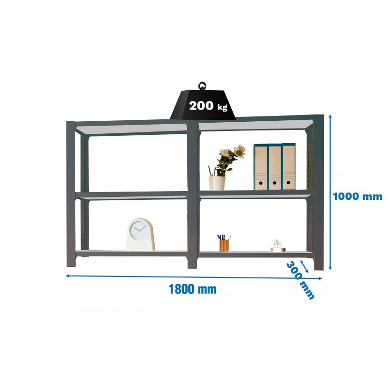 PACK OFFICLICK 3/300 METAL I+A ANTRACITA/GALVA