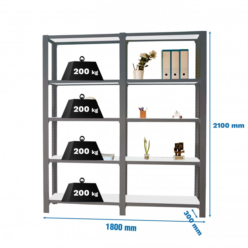 PACK OFFICLICK 5/300 METAL I+A ANTRACITA/BLANCO