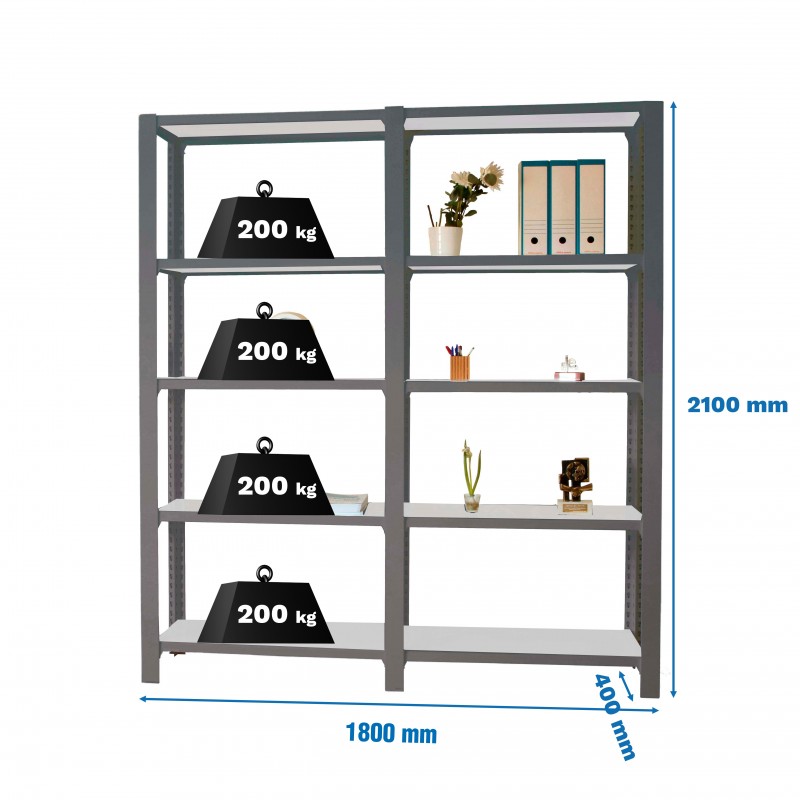 PACK OFFICLICK 5/400 METAL I+A ANTRACITA/GALVA