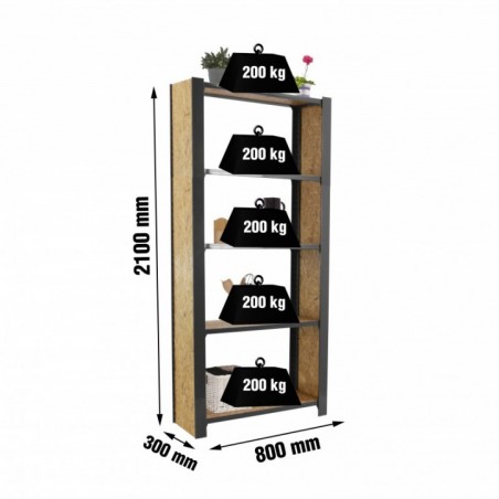 OFFICLICK 5/300 WOOD 800 GRIS/OSB + TAPAS 2100