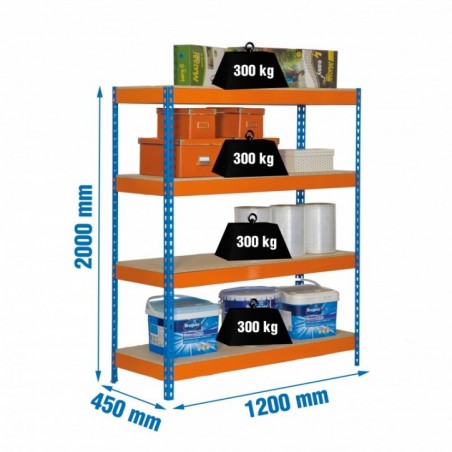BRICOFORTE 1204-4 CHIPBOARD AZUL/NARANJA/MADERA