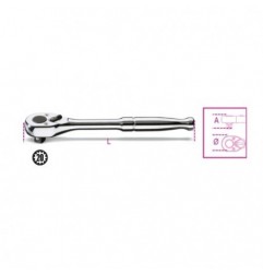 900M/55 Carraca reversible con cuadrado macho de 1/4&quot,, con mango de metal cromado