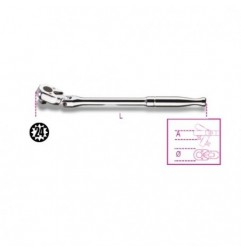 910M/56 Carraca reversible articulada, con cuadrado macho 3/8&quot,, con mango de metal cromado