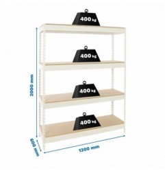 ECOFORTE 1206-4 CHIPBOARD BLANCO/MADERA